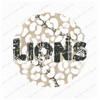 Lions Khaki/Faded Black Leopard Stitch Distressed Digital Design, PNG