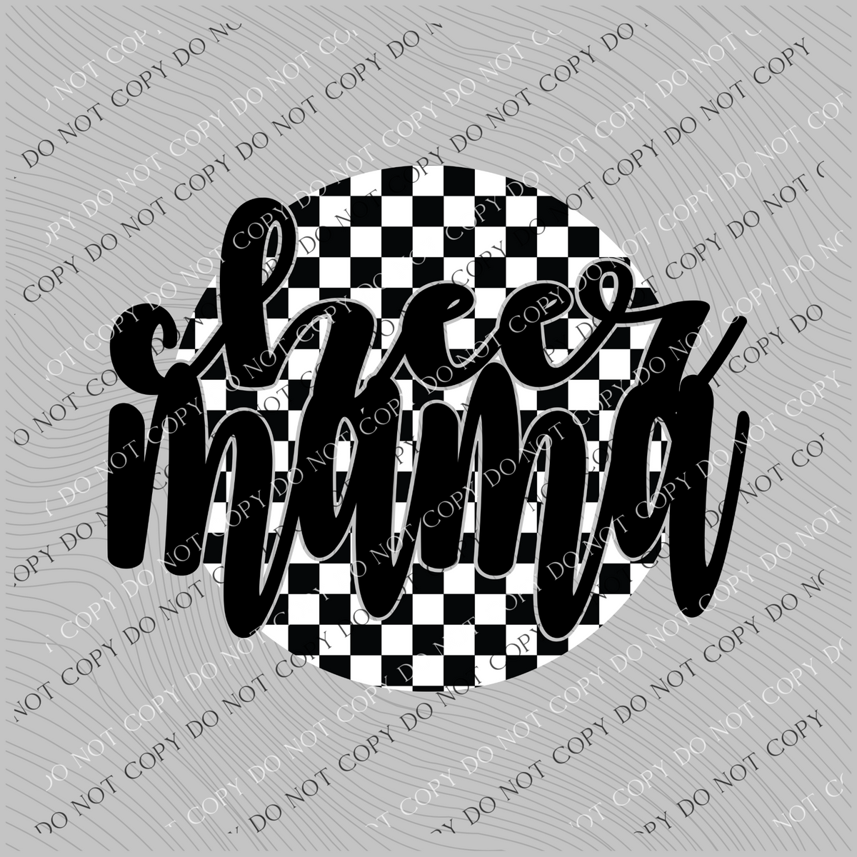 Cheer Mama Checkered Circle Cutout Black/White Digital Design, PNG