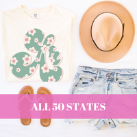 BUNDLE - All 50 States - Vintage Floral Green, Pink & Cream