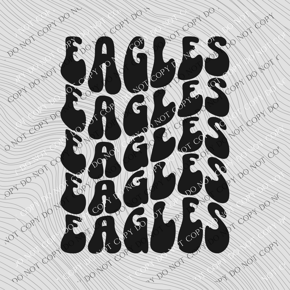 Eagles Groovy Wave Stacked Digital Design PNG, Both Black and White Designs Incuded