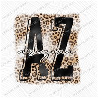 AZ Arizona Distressed Leopard Black Foil Design PNG, Digital Download