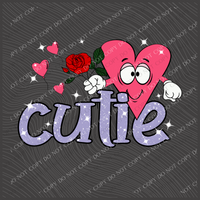 Cutie Character Heart with Flowers & Balloons Valentine Digital Download, PNG