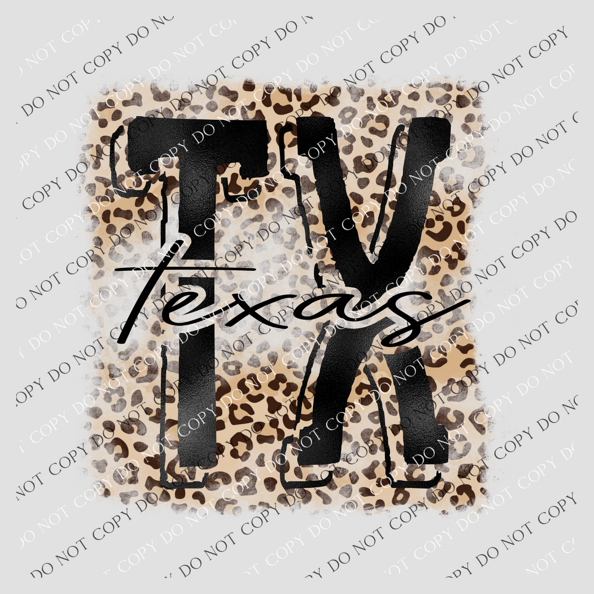 TX Texas Distressed Leopard Black Foil Digital Design PNG