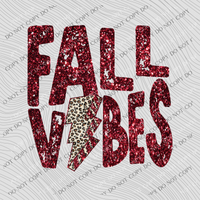 Fall Vibes Distressed Leopard Lightning Bolt in Burgundy Glitter Digital Design, PNG