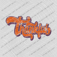 Thankful Retro Shadow Distressed Purple/Orange Digital Design PNG, Digital Download