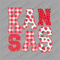 Kansas Strawberries, Gingham & Polka Dots Reds/White Distressed Digital Design, PNG