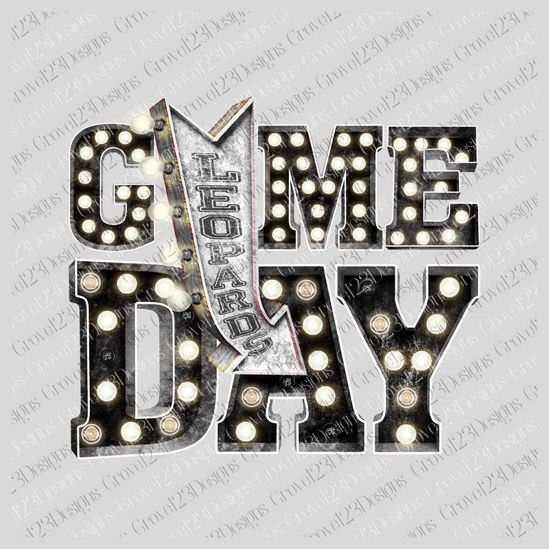 Game Day Leopards Black Marquee Design