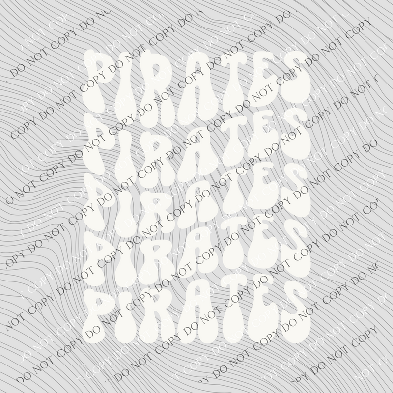 Pirates Groovy Wave Stacked Digital Design PNG, Both Black and White Designs Incuded