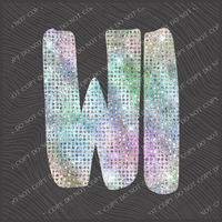 WI Wisconsin Halographic Bling Digital Design, PNG