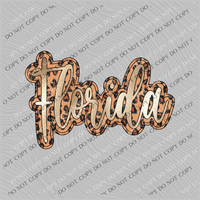 Florida Script Leopard Glitter and Foil PNG,  Digital Design