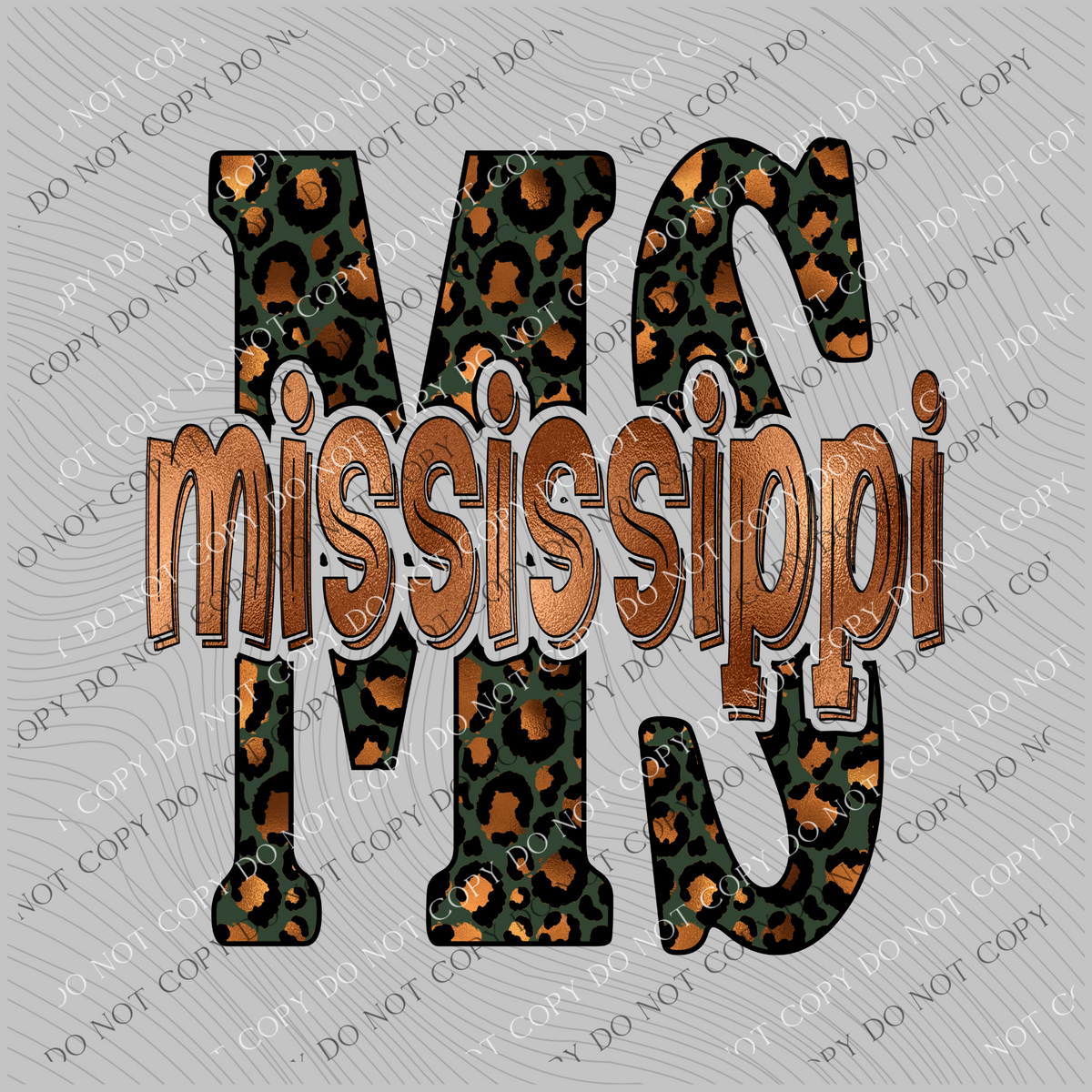 MS Mississippi Forest Foil Leopard Print Design PNG, Digital Download
