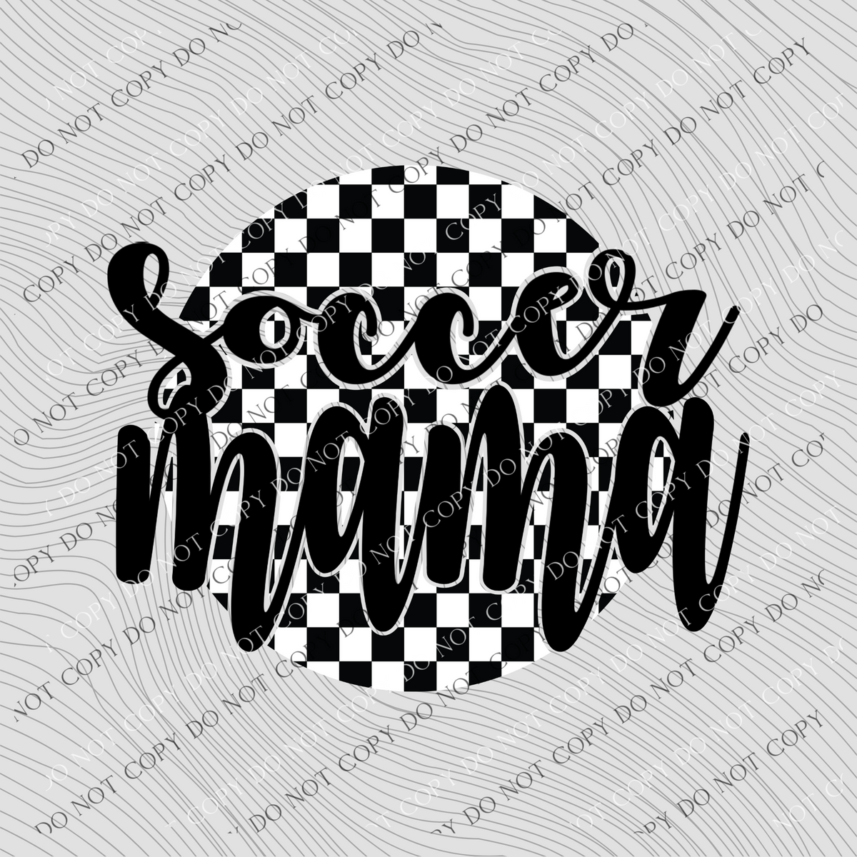 Soccer Mama Checkered Circle Cutout Black/White Digital Design, PNG