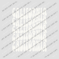 California Groovy Wave Stacked Digital Design PNG, Both Black and White Designs Incuded