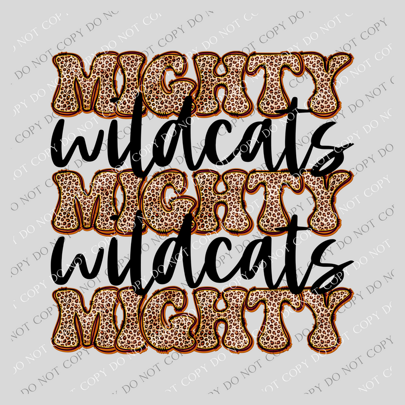 Wildcats Mighty Mighty Mighty Leopard Stacked Retro Doodle Black PNG