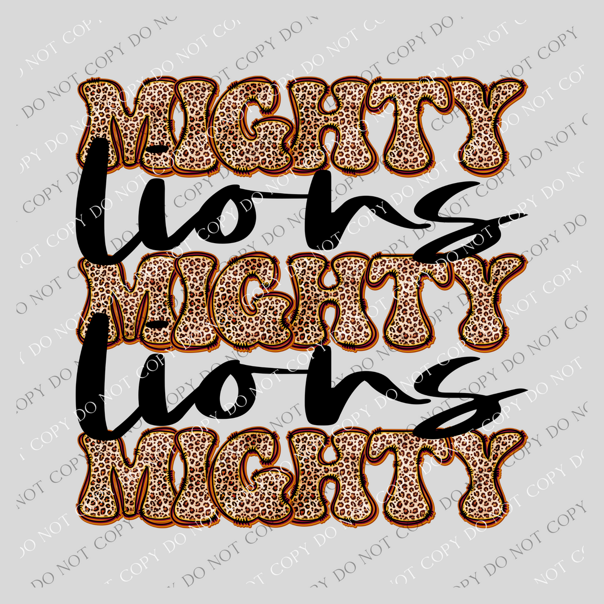 Lions Mighty Mighty Mighty Leopard Stacked Retro Doodle Black PNG