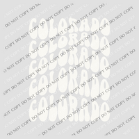 Colorado Groovy Wave Stacked Digital Design PNG, Both Black and White Designs Incuded