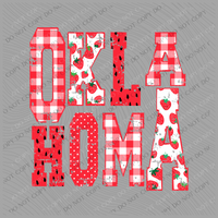 Oklahoma Strawberries, Gingham & Polka Dots Reds/White Distressed Digital Design, PNG