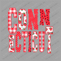Connecticut Strawberries, Gingham & Polka Dots Reds/White Distressed Digital Design, PNG