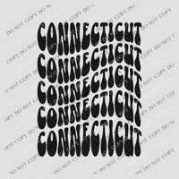 Connecticut Groovy Wave Stacked Digital Design PNG, Both Black and White Designs Incuded