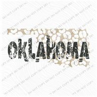 OK Oklahoma Khaki/Faded Black Leopard State Distressed Digital Design, PNG