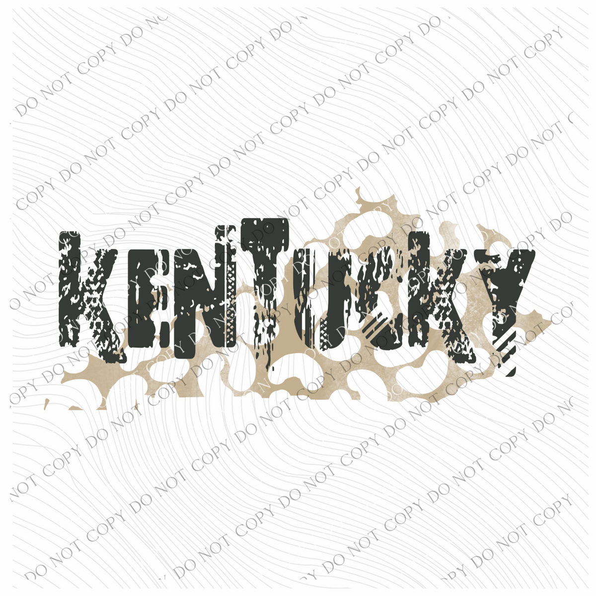 KY Kentucky Khaki/Faded Black Leopard State Distressed Digital Design, PNG