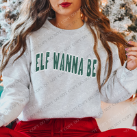 Elf Wanna Be Wave Stitch in Evergreen & White Christmas Digital Download, PNG