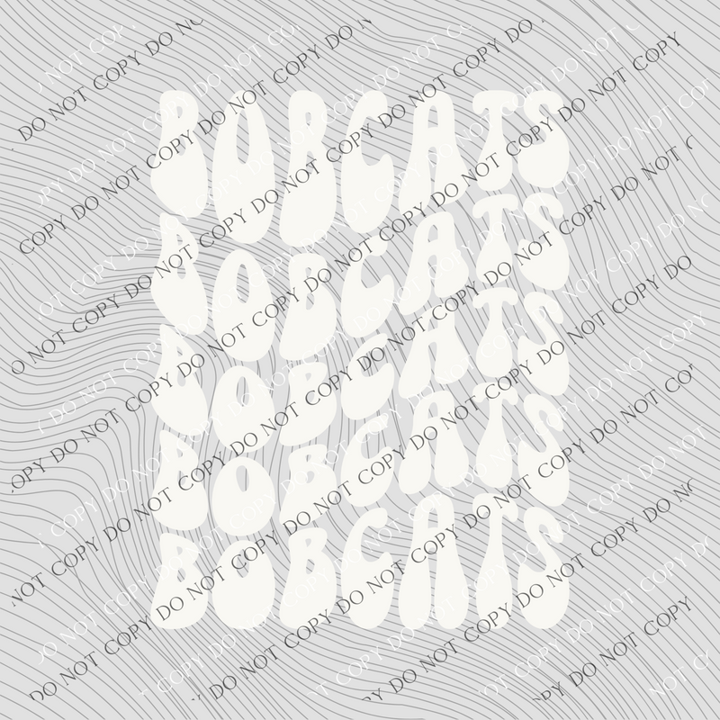 Bobcats Groovy Wave Stacked Digital Design PNG, Both Black and White Designs Incuded