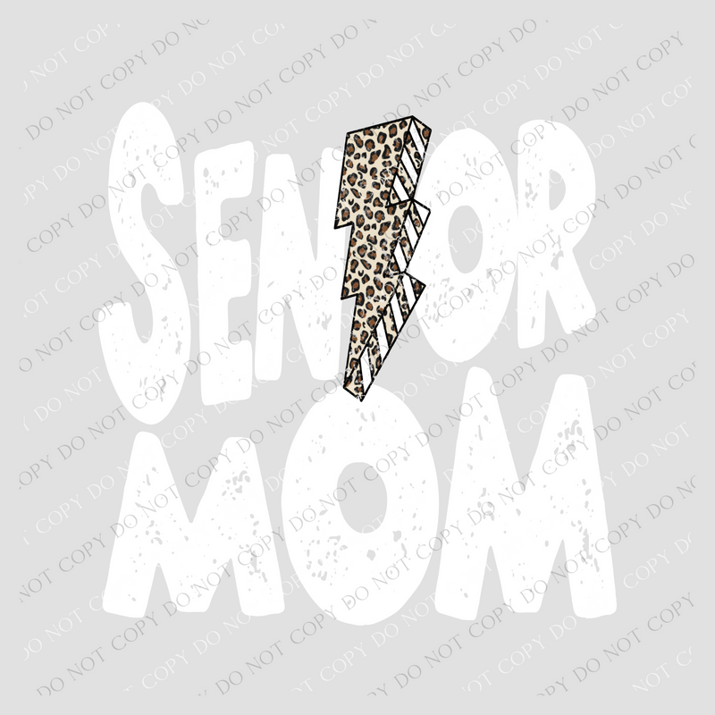 Senior Mom Distressed Leopard Lightning Bolt in Black and White Both