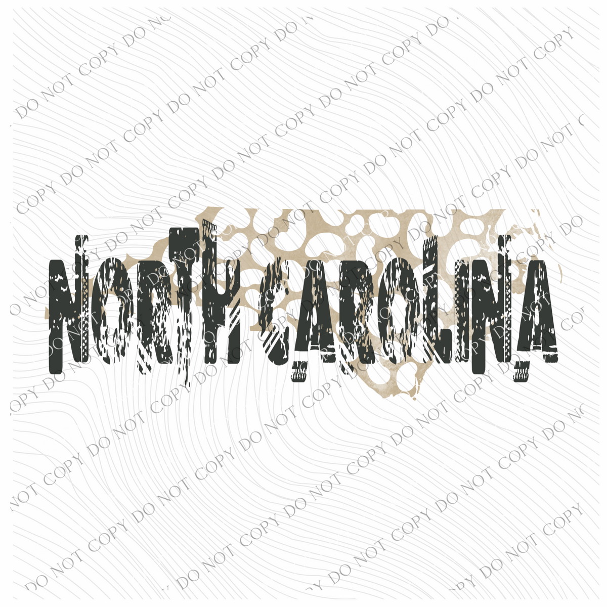 NC North Carolina Khaki/Faded Black Leopard Distressed Digital Design, PNG