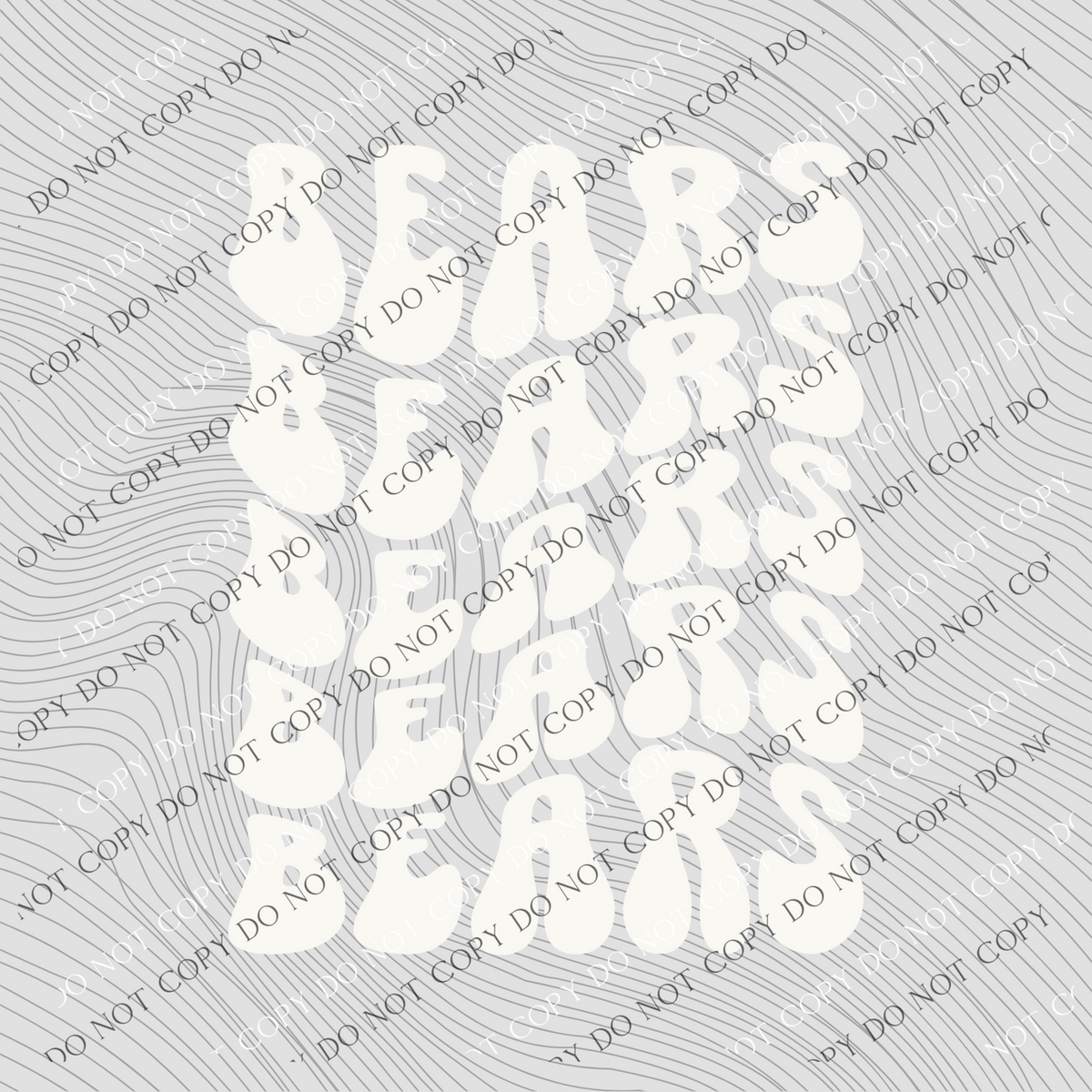 Bears Groovy Wave Stacked Digital Design PNG, Both Black and White Designs Incuded
