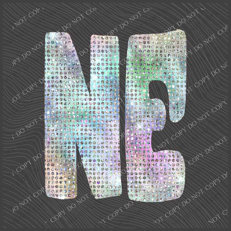 NE Nebraska Halographic Bling Digital Design, PNG