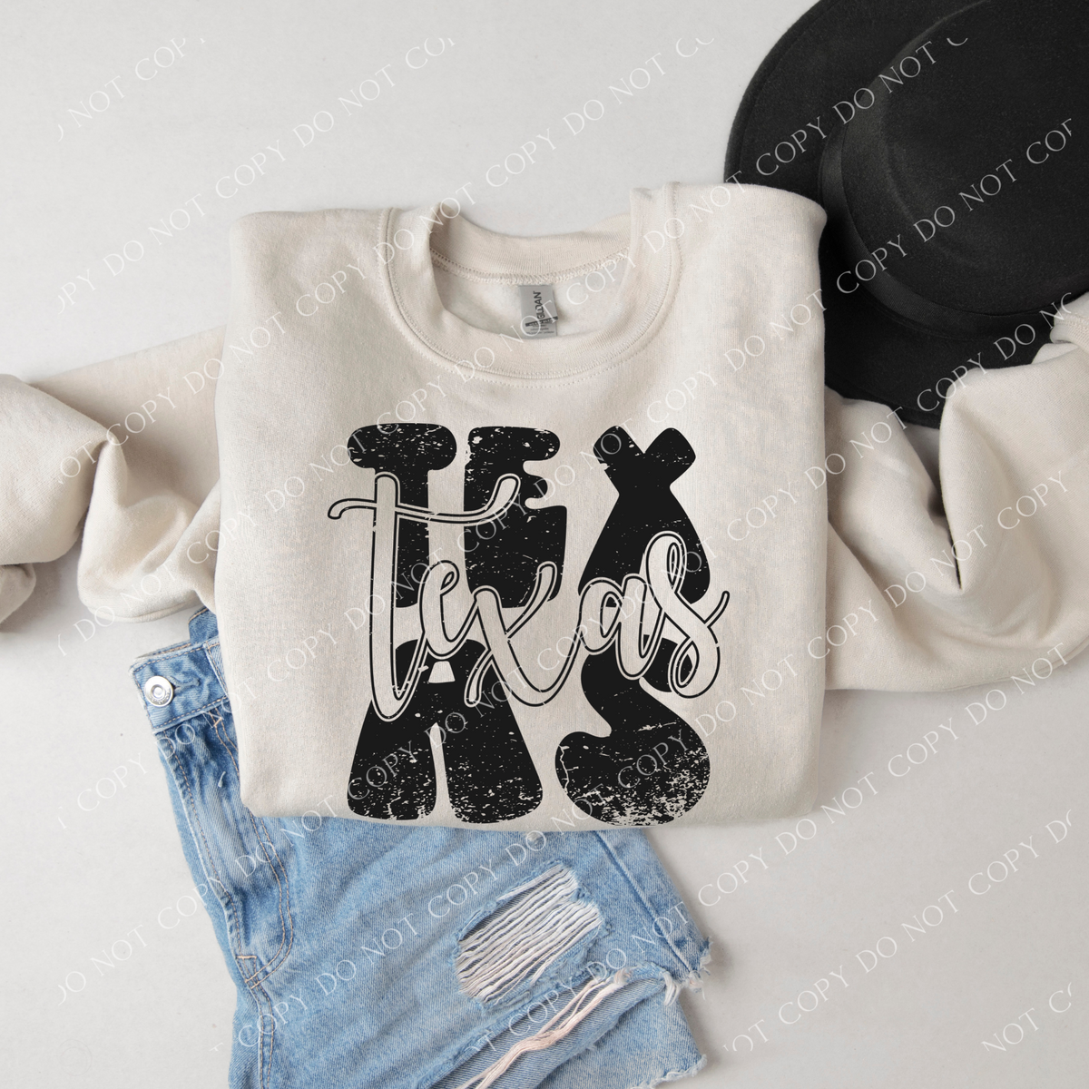 Texas Distressed Stacked Transparent Cutout Black Digital Design,  PNG