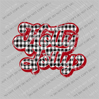 Holly Jolly Distressed Retro Shadow Black/White/Red Buffalo Plaid Christmas PNG, Digital Download Active