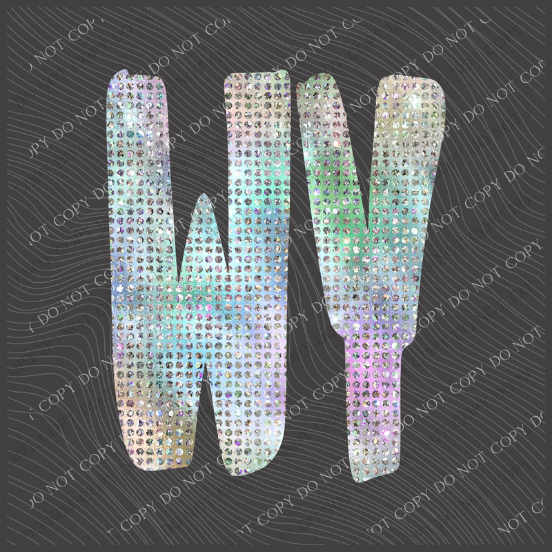 WY Wyoming Halographic Bling Digital Design, PNG