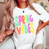 Spring Vibes Distressed Bright Colors Digital Design, PNG