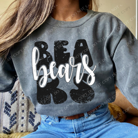 Bears Distressed Stacked Cutout Black/White Digital Design, PNG