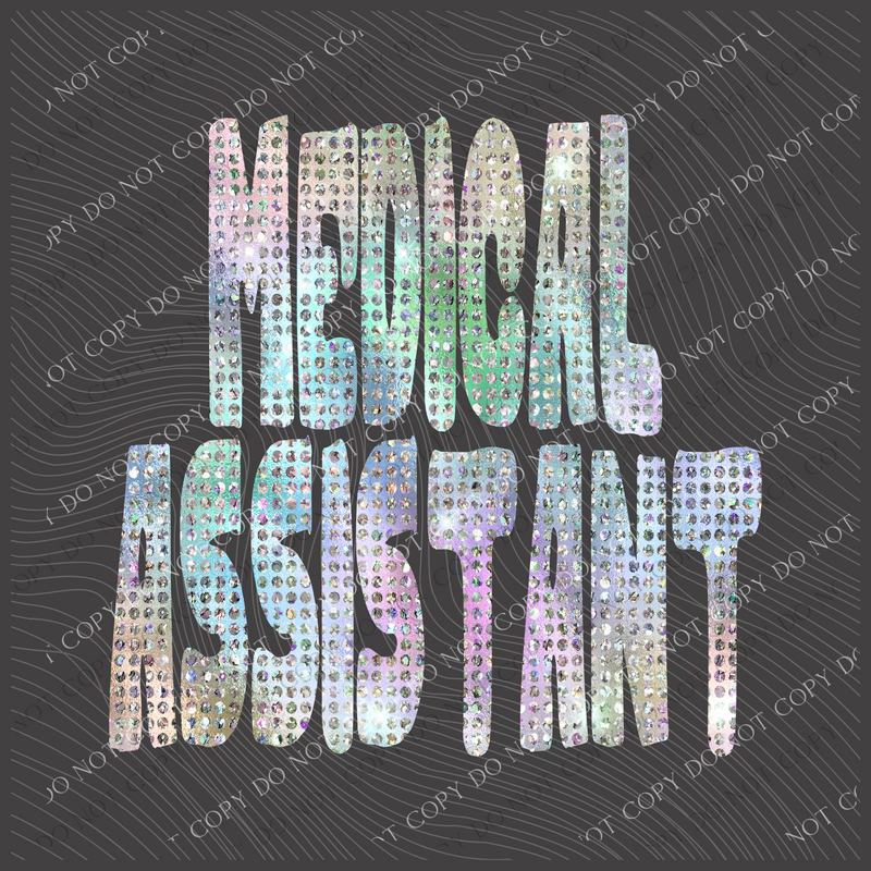 Medical Assistant Halographic Bling Digital Design, PNG