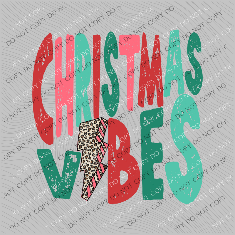Christmas Vibes Distressed Greens/Pink/Red Leopard Lightning Bolt Digital Download, PNG Active