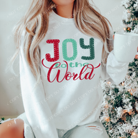 Joy to the World Colorful Reds & Greens Christmas Digital Design, PNG