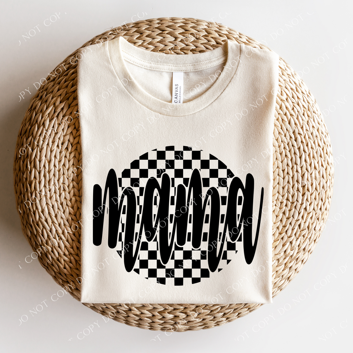 Mama Checkered Circle Cutout Single Color Black Digital Design, PNG