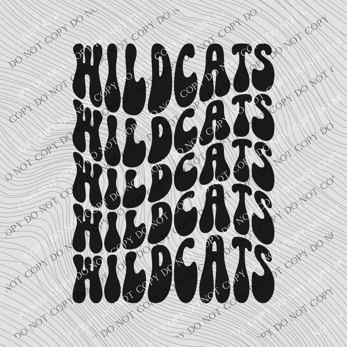 Wildcats Groovy Wave Stacked Digital Design PNG, Both Black and White Designs Incuded