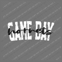 Game Day Hornets Cutout Curved Distressed White/Black Digital Design, PNG