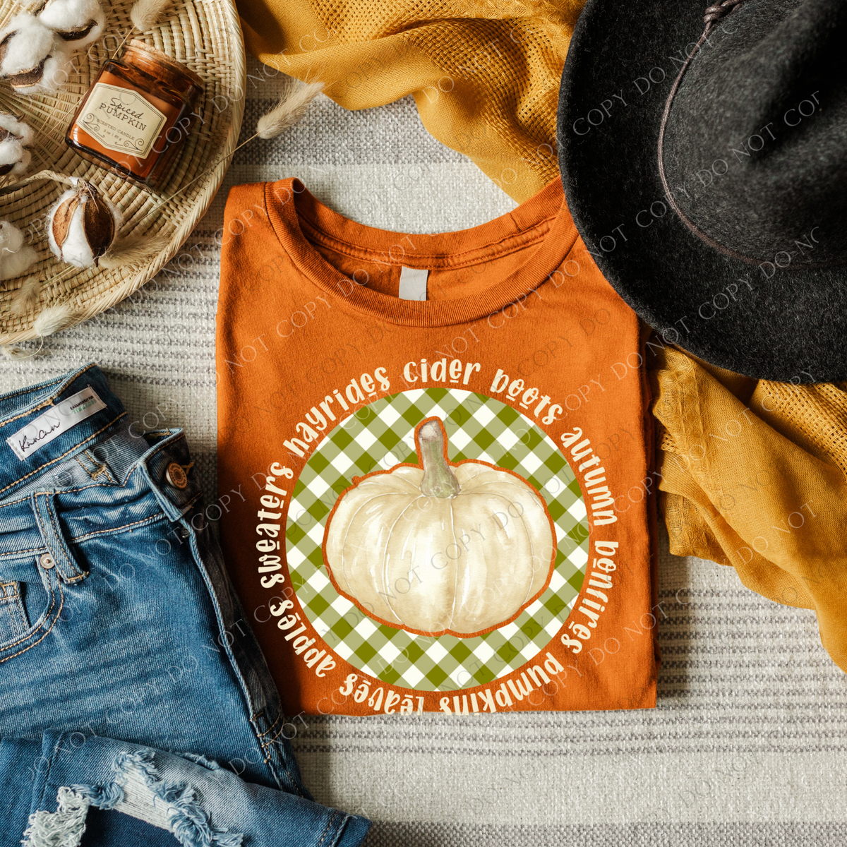 Fall Favorites Gingham Pumpkin Cutout in Olive/Cream Digital Design, PNG