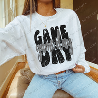 Game Day Distressed Stacked Cutout Black/Grey Digital Design, PNG