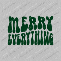 Merry Everything Groovy Wave Single Color Forest Green Christmas Digital Download, PNG