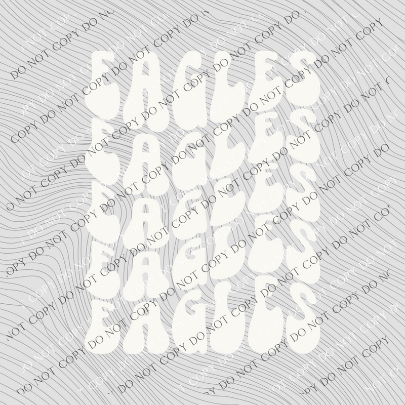 Eagles Groovy Wave Stacked Digital Design PNG, Both Black and White Designs Incuded