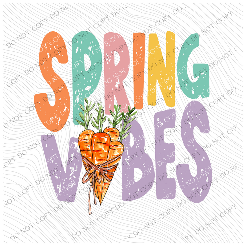 Spring Vibes Pastels Carrots Distressed Digital Design, PNG