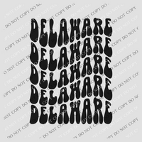 Delaware Groovy Wave Stacked Digital Design PNG, Both Black and White Designs Incuded