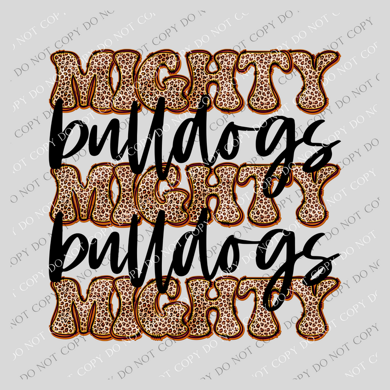Bulldogs Mighty Mighty Mighty Leopard Stacked Retro Doodle Black PNG