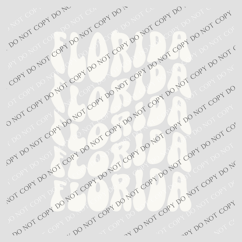 Florida Groovy Wave Stacked Digital Design PNG, Both Black and White Designs Incuded